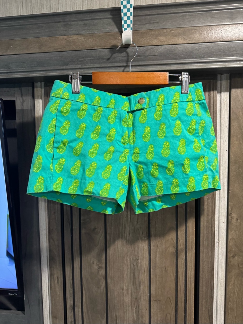 NWOT J. Crew Teal Shorts with Lime Pineapple Print - High Waist